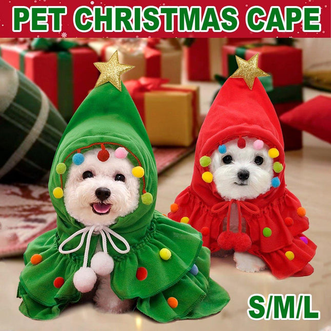 Christmas Pet Cape Shawl Winter Holiday Dog Cat Costume Cloak Apparel Outfit
