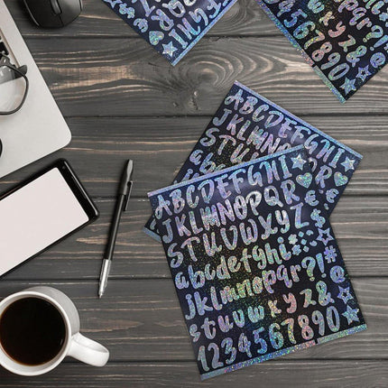 10pcs DIY Laser Alphanumeric Stickers Colourful Flash Labels Craft Decoration