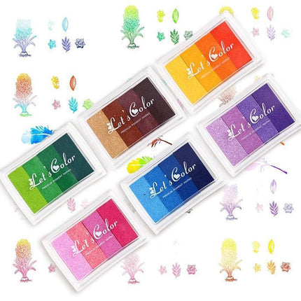 4Colours Fingerprint Stamp Set with Plastic Case Washable Color DIY Ink Pad - Aimall
