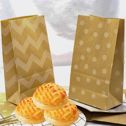 100PCS 4Styles Vintage Brown Kraft Paper Bags Food Bread Candy Favor Wedding Party Aimall