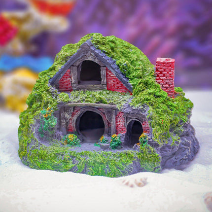 Resin Grass House Aquarium Ornament Natural Fish Tank Decoration Hideaway