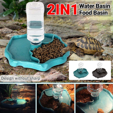 2in1 Reptile Pet Drinker Feeder Water and Food Bowl for Lizard Snake Tortoise