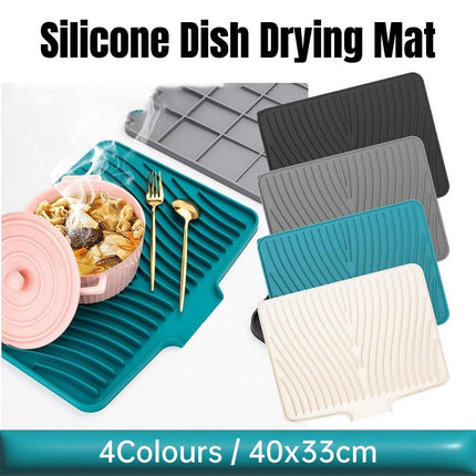 Silicone Dish Drying Mat Heat Resistant Draining Slope Pad for Kitchen Counter