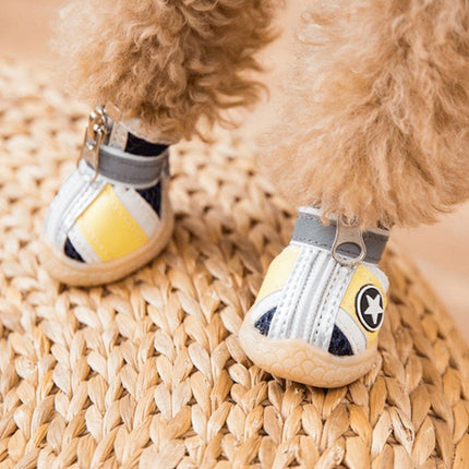 4PCS Breathable Soft Soled Dog Shoes for Small Dogs Four Seasons Pet Footwear