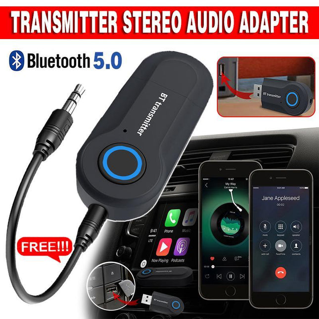 Wireless Bluetooth 5.0 Transmitter Stereo Audio Adapter Sender for TV PC Speaker - Aimall
