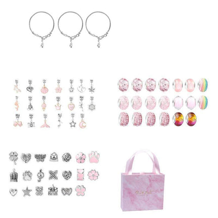 Beads Jewellery Charms Pendant Set DIY Craft Girls Kids Gift Bracelet Making Kit - Aimall