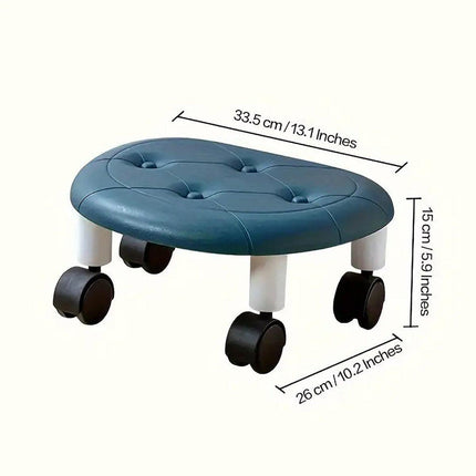 Imitation Leather Low Stool with Wheels Modern Bedroom Living Room Plastic Bench