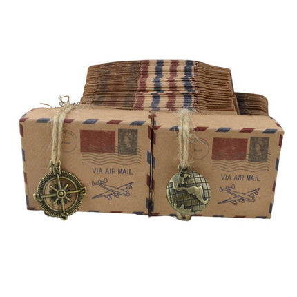 50PCS Vintage Kraft Paper Candy Boxes Wedding Creative Chocolate Packaging Box