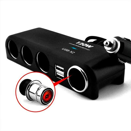 4 Way 12V 24V Multi Socket Car Cigarette Lighter Splitter USB Charger Adapter - Aimall