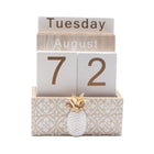 Rustic Wooden Perpetual Desk Calendar DIY Block Calendar Office Desktop Decor