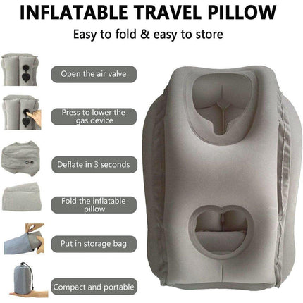 Inflatable Air Cushion Travel Pillow for Airplane Office Nap Rest Neck Head Chin