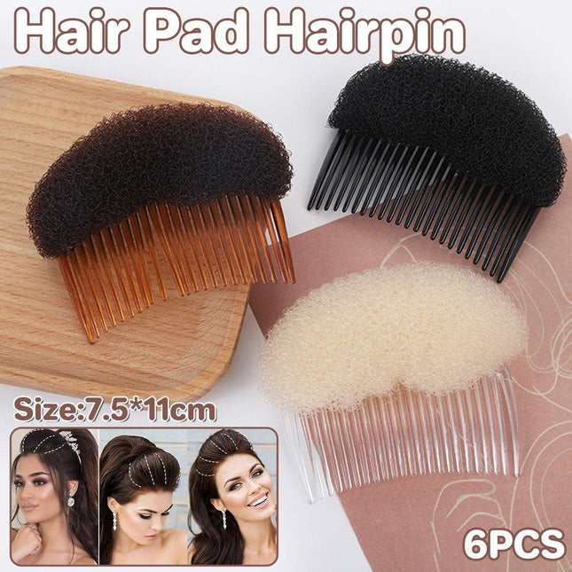 6PCS Combs Fluffy Hair Pad Heighten Hairpin Sponge Clips Forehead Heighten Women