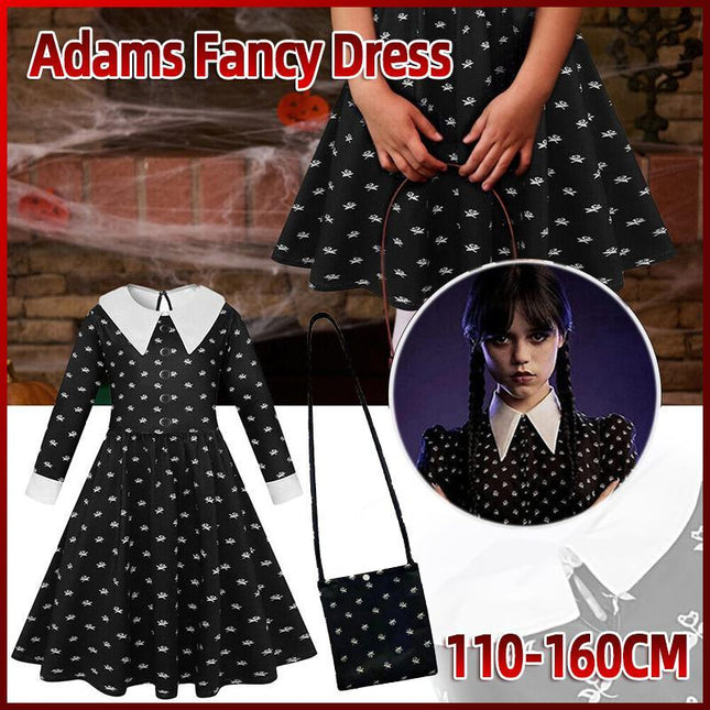 Wednesday The Addams Family Cosplay Costume Dress Girls Party Fancy Dress Up AU - Aimall