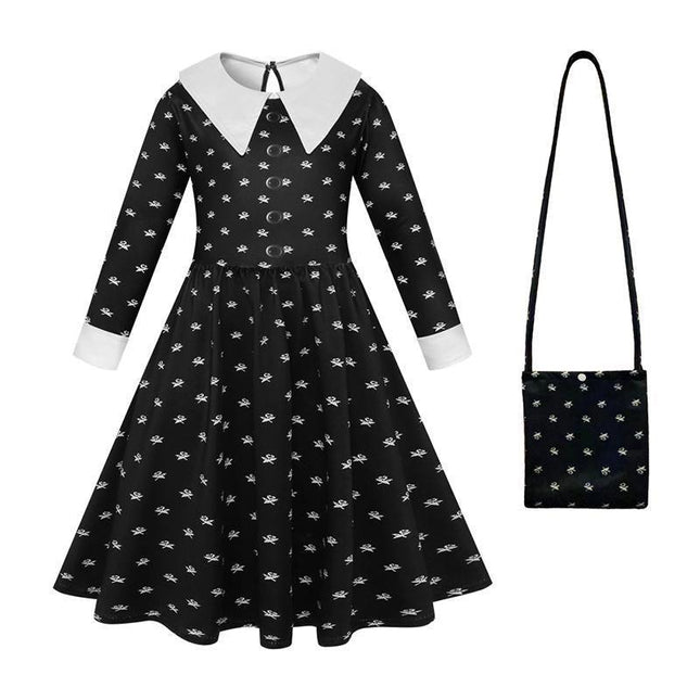 Wednesday The Addams Family Cosplay Costume Dress Girls Party Fancy Dress Up AU - Aimall