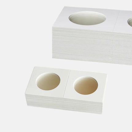 50x 33mm CARDBOARD COIN HOLDERS Staple Coin Holder Display Clear Window Folder - Aimall