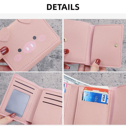 Womens Cute Cartoon Short Wallet Small Three Fold Multi Card Holder Wallet