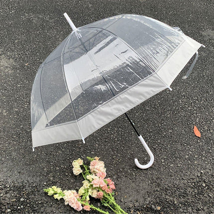 Clear Dome Umbrella Wedding Party Transparent Parasol Handle Waterproof Rain
