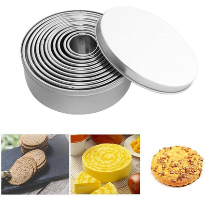 11X Metal Round Cookie Biscuit Cake Cutter Set Stainless Steel Pastry Cutter Tool