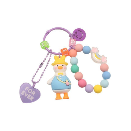 Cartoon Little 3D Duck Keychain Cute Key Chain Car Bag Key Ring Couple Pendant - Aimall