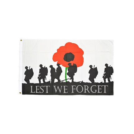 Large Lest We Forget Flag Heavy Duty ANZAC Day Poppy 90 X 150 CM - 3ft x 5ft - Aimall