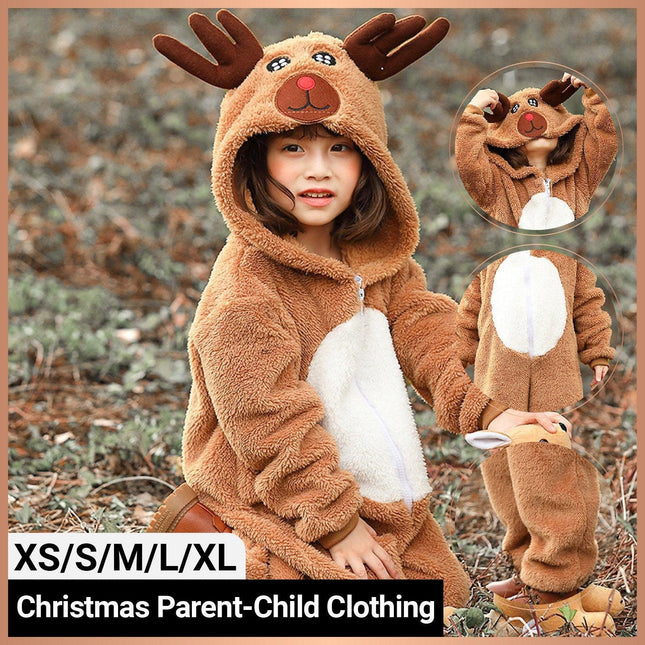 Girls' Christmas Elk Cute Dress Kids Holiday Party Outfit Festive Winter Wear - Aimall
