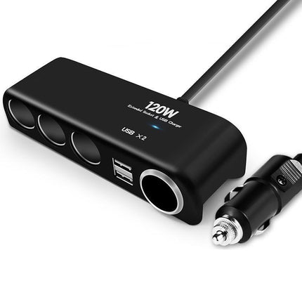 4 Way 12V 24V Multi Socket Car Cigarette Lighter Splitter USB Charger Adapter - Aimall