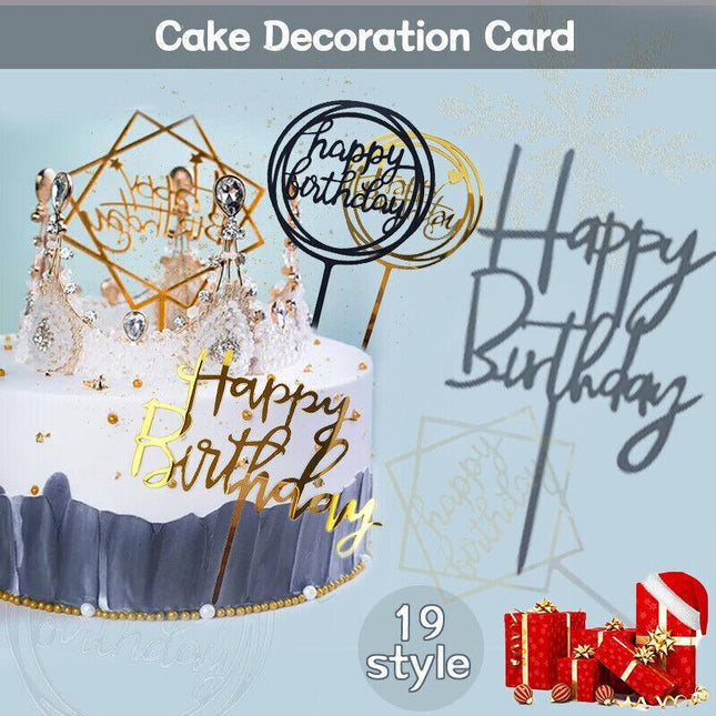 Acrylic Home Happy Birthday Decor Baking Cake Topper Card Party Decor Supply - Aimall