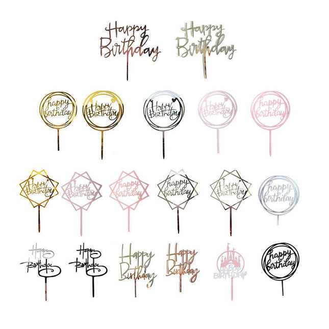 Acrylic Home Happy Birthday Decor Baking Cake Topper Card Party Decor Supply - Aimall