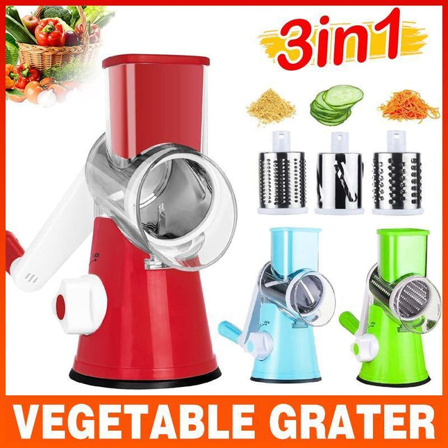 Kitchen Vegetable Fruit Slicer Cutter Shredder Food Manual Rotary Grater Chopper - Aimall