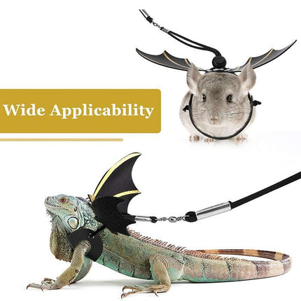 Lizard Harness Leash Bearded Dragon+Cool Leather Wings Reptile Adjustable - Aimall