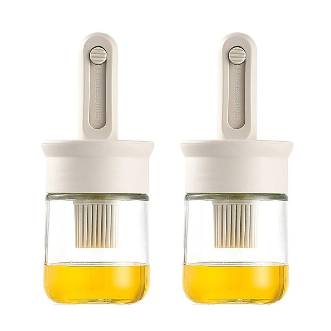2pcs Glass Oil Bottles with Silicone Brush for Kitchen Cooking Oil Dispenser Set