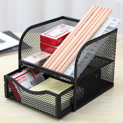 Desktop Pen Holder Honeycomb Grid Sticky Organiser Minimalist Office Organiser