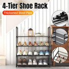 4-Tier Metal Shoe Rack Organizer Dustproof Shoe Cabinet Storage Shelf for Home