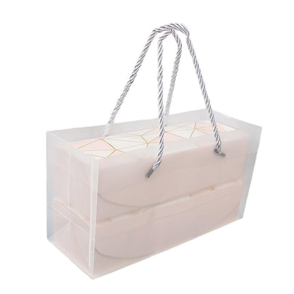 25pcs Long Strip Clamshell Packaging Box 3-Compartment Dessert Storage Box