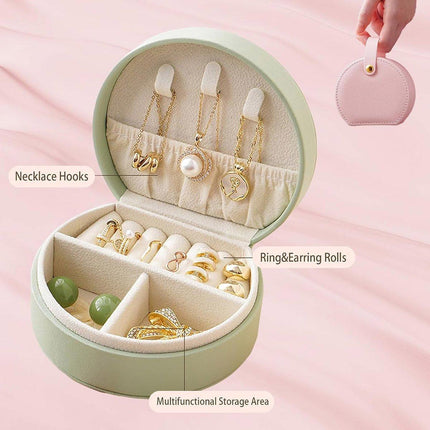 Small Portable Leather Jewelry Box Travel Case for Necklace Ring Earring Storage