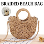 Half Round Woven Beach Bag Holiday Handbag Summer Tote for Travel and Shopping