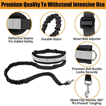 Pet Running Belt Multicolour Reflective Waist Pack with Traction Rope and Collar