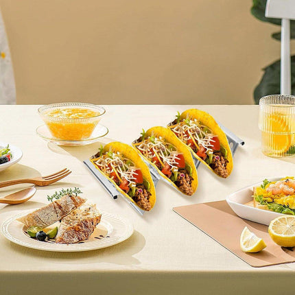 4pcs W Shape Stainless Steel Taco Holder Stand for Pancakes and Food Serving