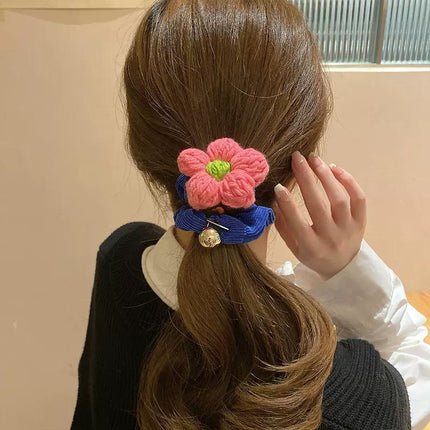 Corduroy Flower Hair Scrunchies Ponytail Holder Hair Ties Rope Hair Accesorries - Aimall