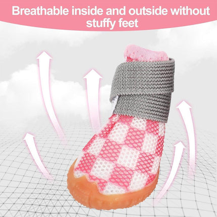 4pcs Breathable Mesh Dog Shoes Small Pets Puppy Paw Protection Summer Boots