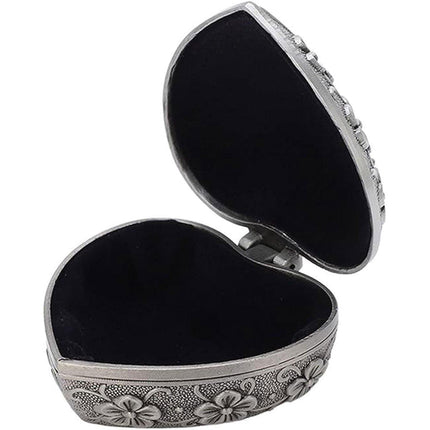 Vintage Heart Shape Jewelry Box Gift Box Metal Trinket Box Storage Organizer