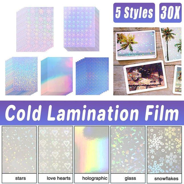 30pcs Anti-Scratch Self-Adhesive Waterproof Seven-Color Laser Film Stickers