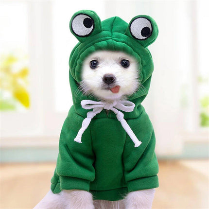 Warm Hooded Cartoon Frog Pet Clothes for Dogs and Cats Autumn Winter Vest