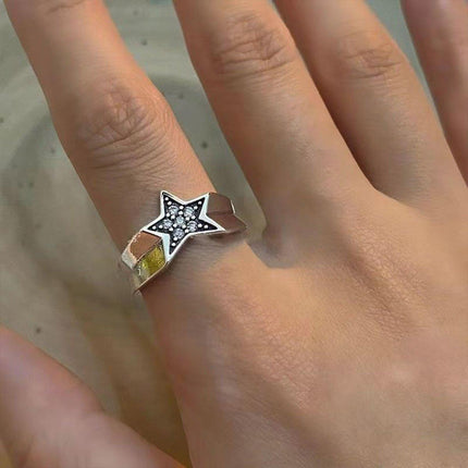 Adjustable Stacked Star Opening Ring Jewelry Five-pointed Star Design Unisex
