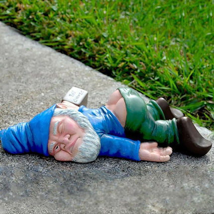 Funny Drunk Dwarf Garden Gnome Decor Yard Patio Ornament Rude Passed Out Statue - Aimall