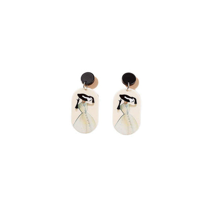 Coloured Geometric Acrylic Stud Earrings Trendy Fashion Jewelry Accessories