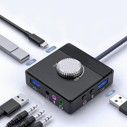 External USB Sound Card Output Volume Adjustable Audio Card Adapter PC type C - Aimall