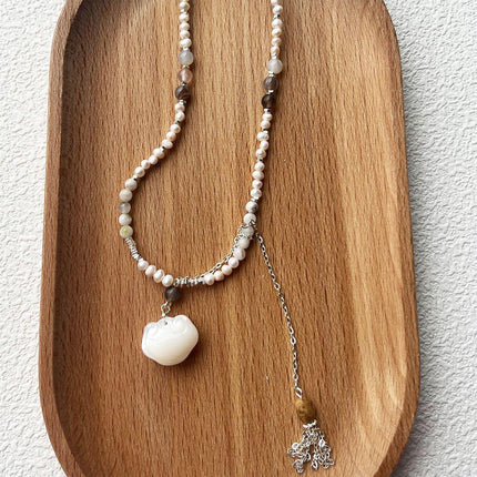 Disc Shell Ruyi Lock Pearl Necklace Fashion Jewelry for Women Elegant Gift
