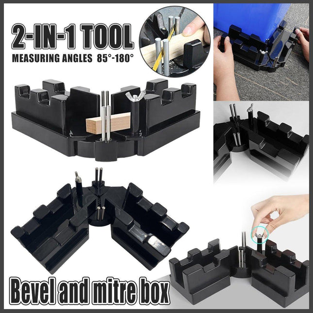 2-in-1 Bevel and Mitre Box Precision Cutting Tool with Scale for Accurate Angles