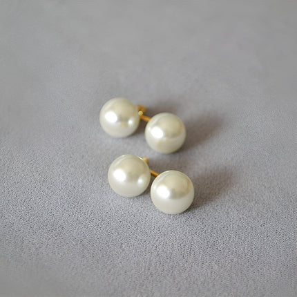 Temperament Double Pearl Stud Earrings Simple Elegant Jewelry for Women Gifts